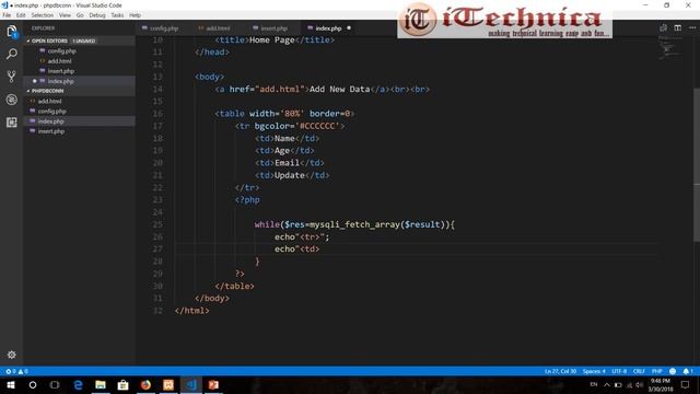 3. PHP – MYSQL Application: Fetching and Displaying data on web page from Database смотреть онлайн