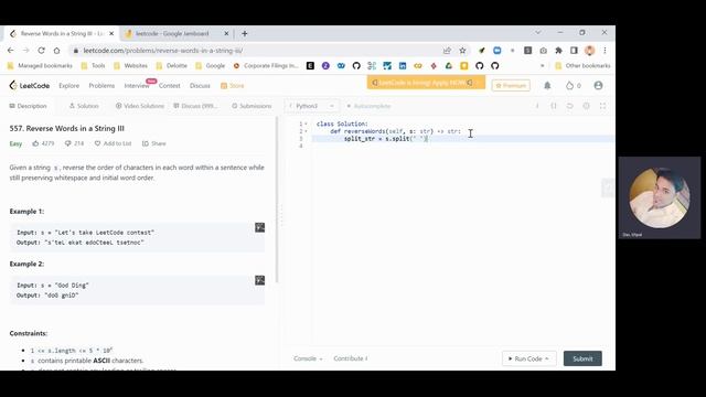LC557 : Reverse Words in a String III смотреть онлайн