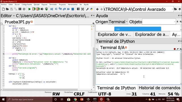 Controlador PI Sistema de ventilación Python 3 7 смотреть онлайн