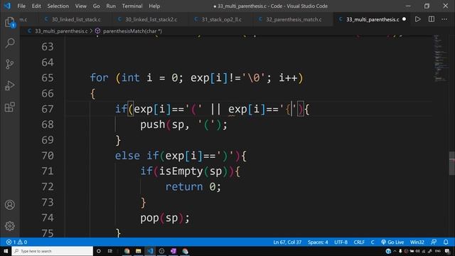 Multiple Parenthesis Matching Using Stack with C Code смотреть онлайн