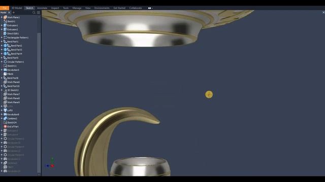 Inventor tutorial | How to model a Snake goblet | Inventor modeling Построение в Inventor смотреть онлайн