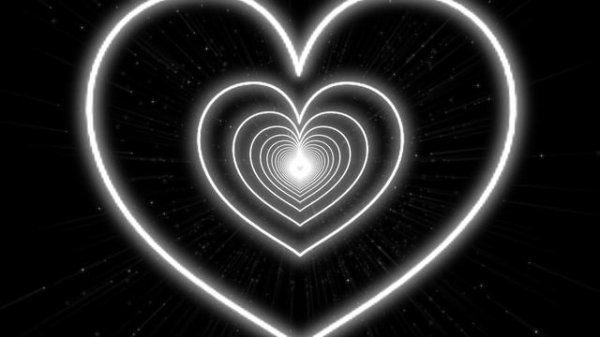 Neon Lights Love Heart Tunnel??Black and White Heart Background - Moving Background Video Loop - 4K