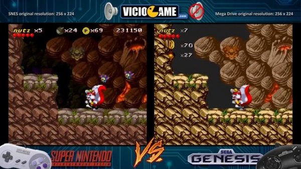 ? Mr. Nutz (SNES Vs Mega Drive) Real Time Comparison