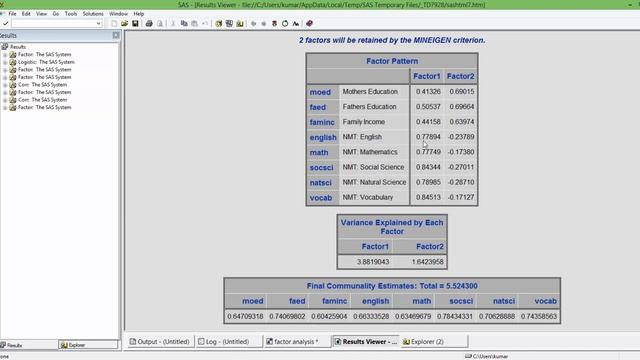 Exploratory Factor Analysis (EFA) in SAS ( Dimension reduction technique) смотреть онлайн
