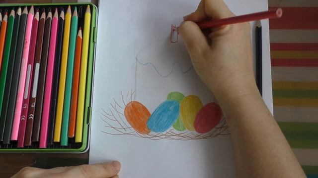 Как нарисовать Пасху, кулич. Открытка карандашами 6 цветов к празднику, урок от 4х лет смотреть онлайн