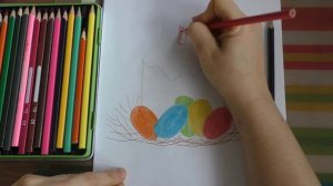 Как нарисовать Пасху, кулич. Открытка карандашами  6 цветов к празднику, урок  от 4х лет