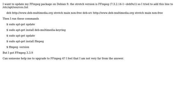 How to install FFmpeg 4 on Debian 9? смотреть онлайн