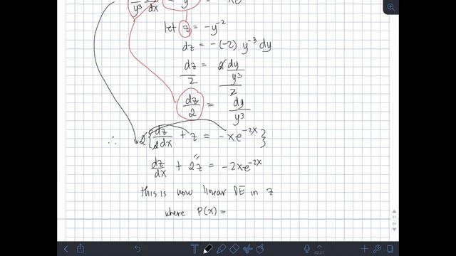 Differential Equations Practice # 15: Dy/dx = Y - Xy^(3)e^(-2x)