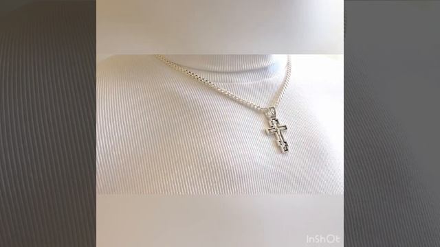 Цепочка серебряная 50см, плетение Панцирь, для мужчины, для женщины. Крест литой смотреть онлайн