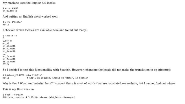 Unix & Linux: How to use Locale-Specific Translation in Bash? смотреть онлайн