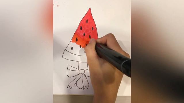 Рисуем арбузик на палочке.🍉🍉Всё очень просто и красиво смотреть онлайн