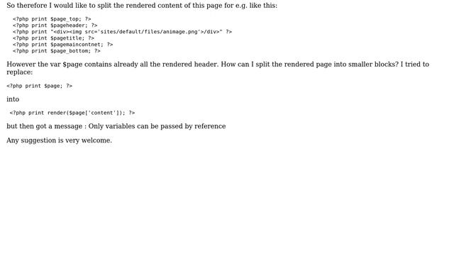 Drupal: How to split up the renderd page in a tpl file? смотреть онлайн