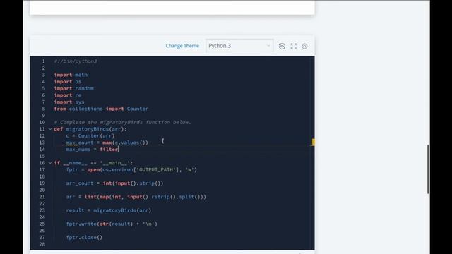 Migratory Birds on Hackerrank - solved in Python! смотреть онлайн