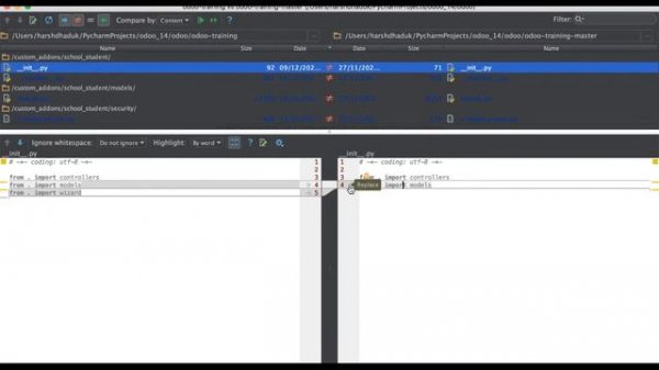 How to compare directory or files using PyCharm editor