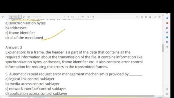 Data Link Layer Computer Networks Questions & Answers MCQ