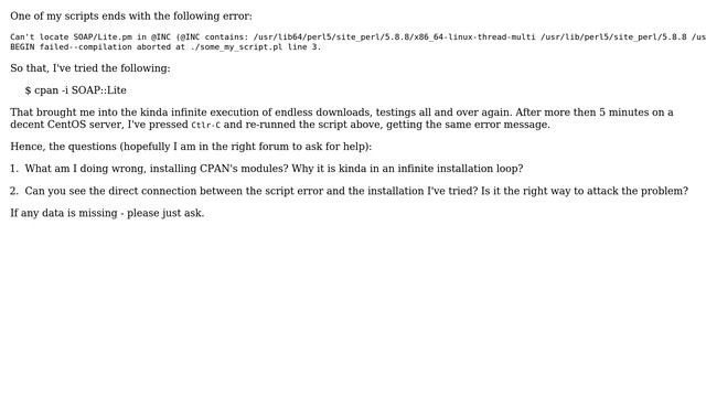 DevOps & SysAdmins: CPAN modules installation gots into an infinite loop (CentOS) (2 Solutions!!) смотреть онлайн
