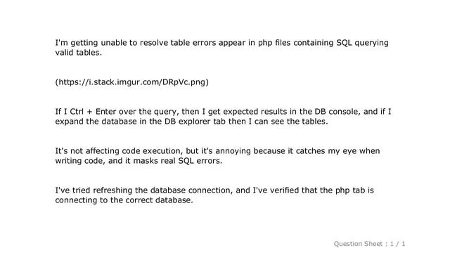 MySQL : Unable to resolve valid table in PhpStorm смотреть онлайн