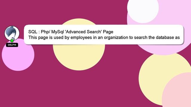 SQL : Php/ MySql 'Advanced Search' Page смотреть онлайн