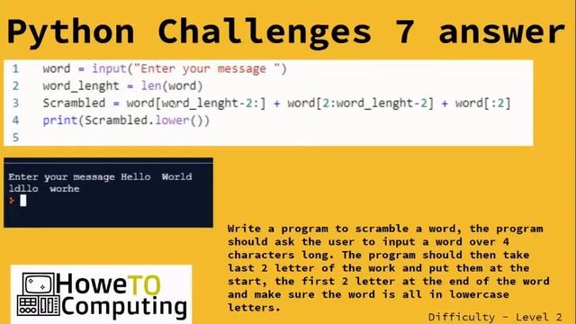 Python challenges level 2 challenge 7 смотреть онлайн