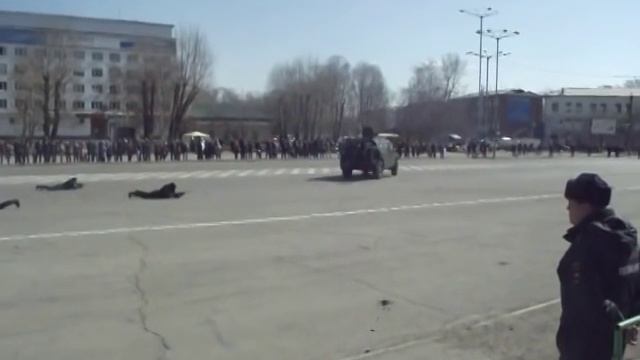 СОБР в г. Усолье Сибирское показательные выступления, в честь 70-летия Великой Победы смотреть онлайн