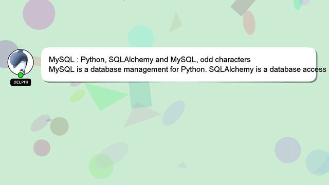 MySQL : Python, SQLAlchemy and MySQL, odd characters смотреть онлайн