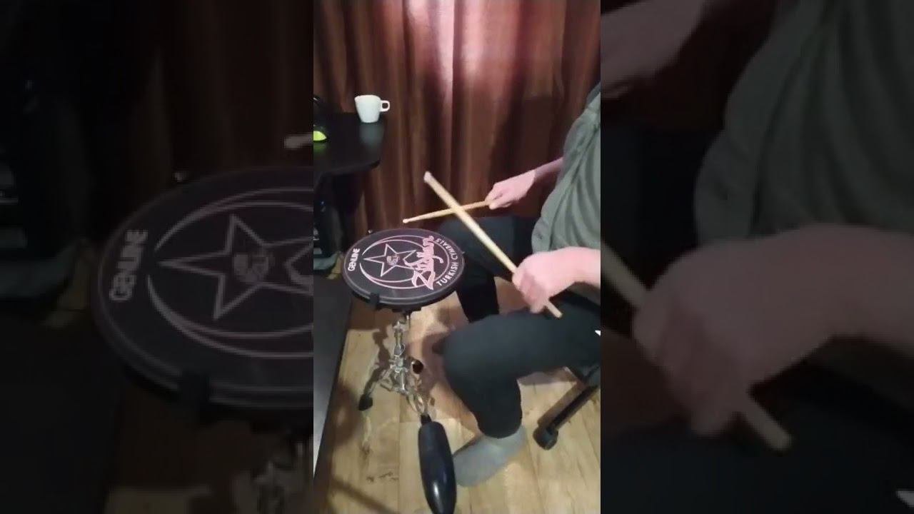 Барабанная разминка под музыку. Двойки, парадидлы, триоли, 6-ти ударная дробь в миксе