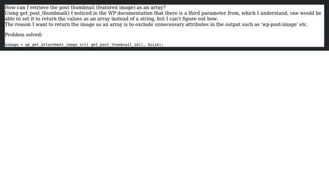 Wordpress: Retrieve post thumbnail as array смотреть онлайн