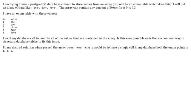 Databases: Using PostgreSQL to hold an array of data смотреть онлайн