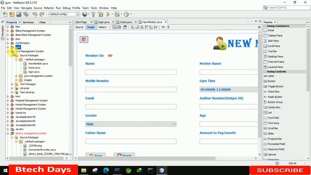 3. Gym Management System in java - New Member Page (JFrame, Mysql Database, Netbeans IDE) смотреть онлайн