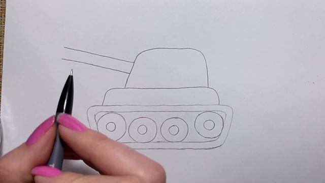 Как легко нарисовать ТАНК/Рисунок на 23 февраля/Рисунок со схемой
