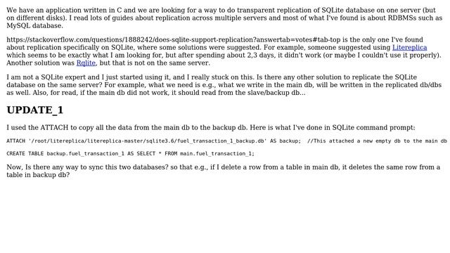 Databases: SQLite database replication on the same server смотреть онлайн