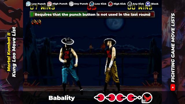 KUNG LAO MOVE LIST - Mortal Kombat II (MK2) смотреть онлайн