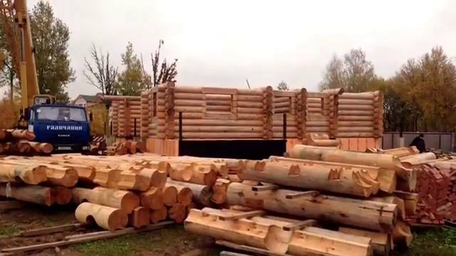 Монтаж сруба из кедрового оцилиндрованного бревна 360 мм смотреть онлайн