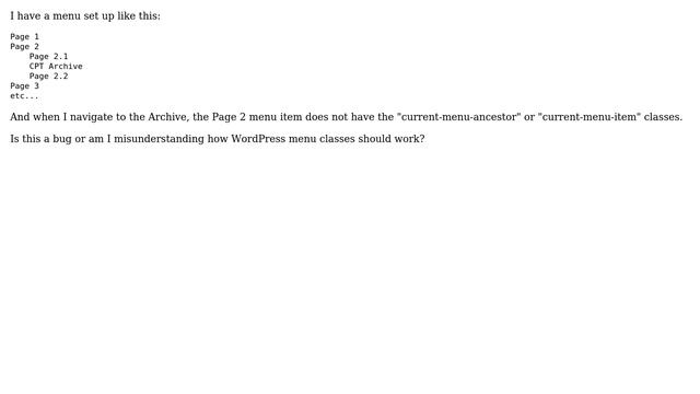 Wordpress: No "current-menu-ancestor" class added when browsing an archive page смотреть онлайн
