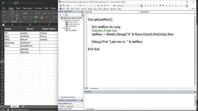 Get Column Last Row with Value in VBA смотреть онлайн