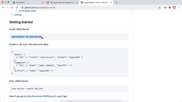 JSON server - Cài đặt thư viện JSON server смотреть онлайн