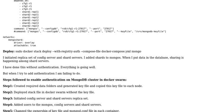 Databases: Authenticate MongoDB shard cluster in Docker swarm смотреть онлайн