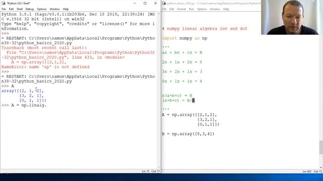 Python Basics Tutorial Numpy Linear Algebra Inv And Dot Functions смотреть онлайн