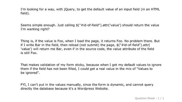 HTML : Find default value of field after page refresh смотреть онлайн