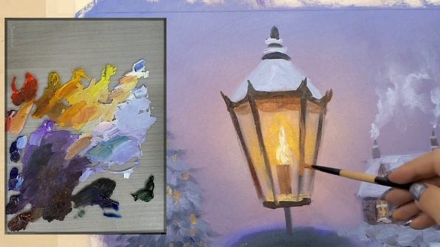 Праздничный новогодний венок поэтапно. Мастер-класс по живописи маслом для начинающих художников. смотреть онлайн