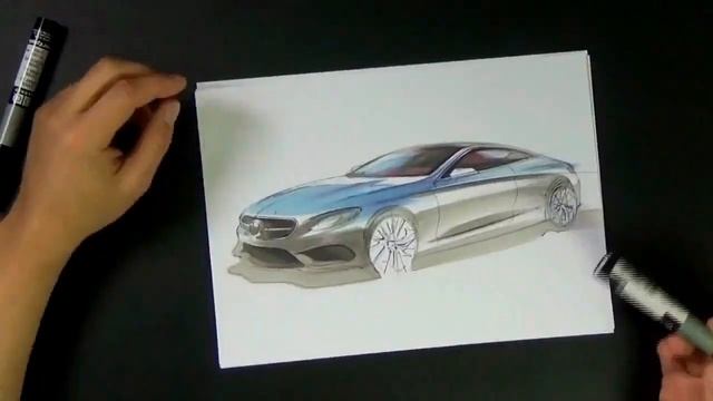 Car Design Sketch & Drawing - Mercedes Benz S-class Coupe смотреть онлайн