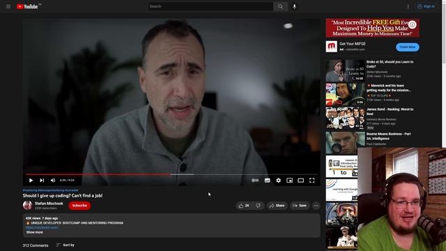 "Should I give up coding? Can't find a job!" - Kent's reaction video смотреть онлайн