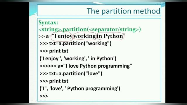 String Manipulation (split and partition method) in Python смотреть онлайн