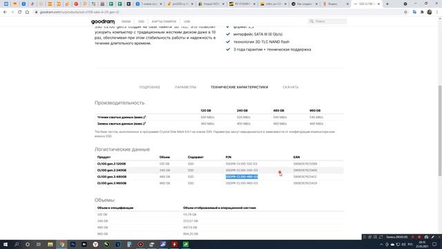 SSD GoodRam CL100 gen.3 480GB SSDPR-CL100-480-G3 смотреть онлайн