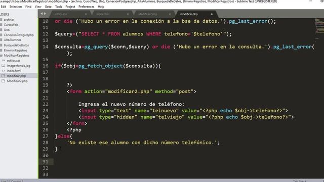 Formulario html, php, css y PostgreSQL- Modificar registros de una tabla de una base de datos. смотреть онлайн