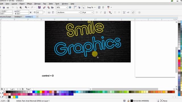 Neon font create in CorelDraw x7 смотреть онлайн