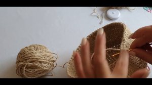 Шляпку из джута  вяжем за два часа