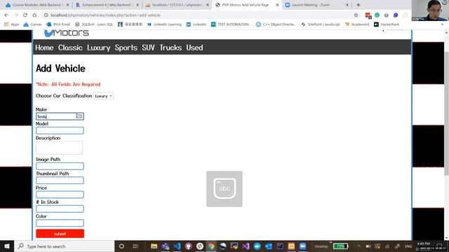 PHP Motors Project | Add Vehicle Controller & Connect with Database смотреть онлайн