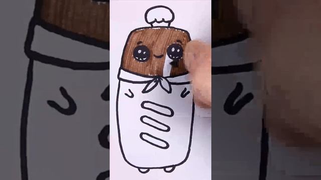 How to Draw a Baguette Bread. Cute Food Art? Как нарисовать ржаной батон? смотреть онлайн