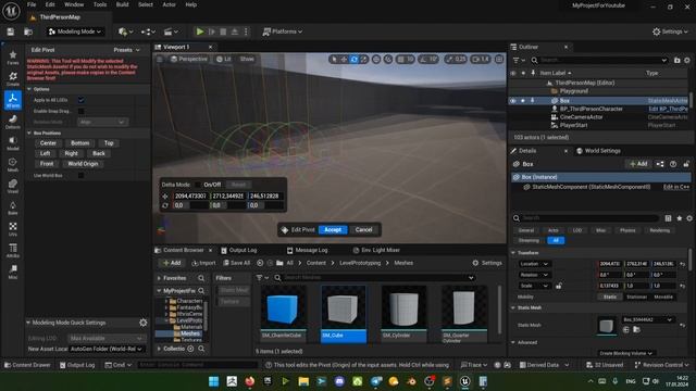 Как поменять центр объекта (Pivot Point) в Unreal Engine 5 смотреть онлайн